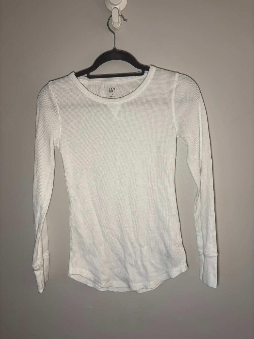 Gap White Waffle Knit Long Sleeve Henley Top Size XS